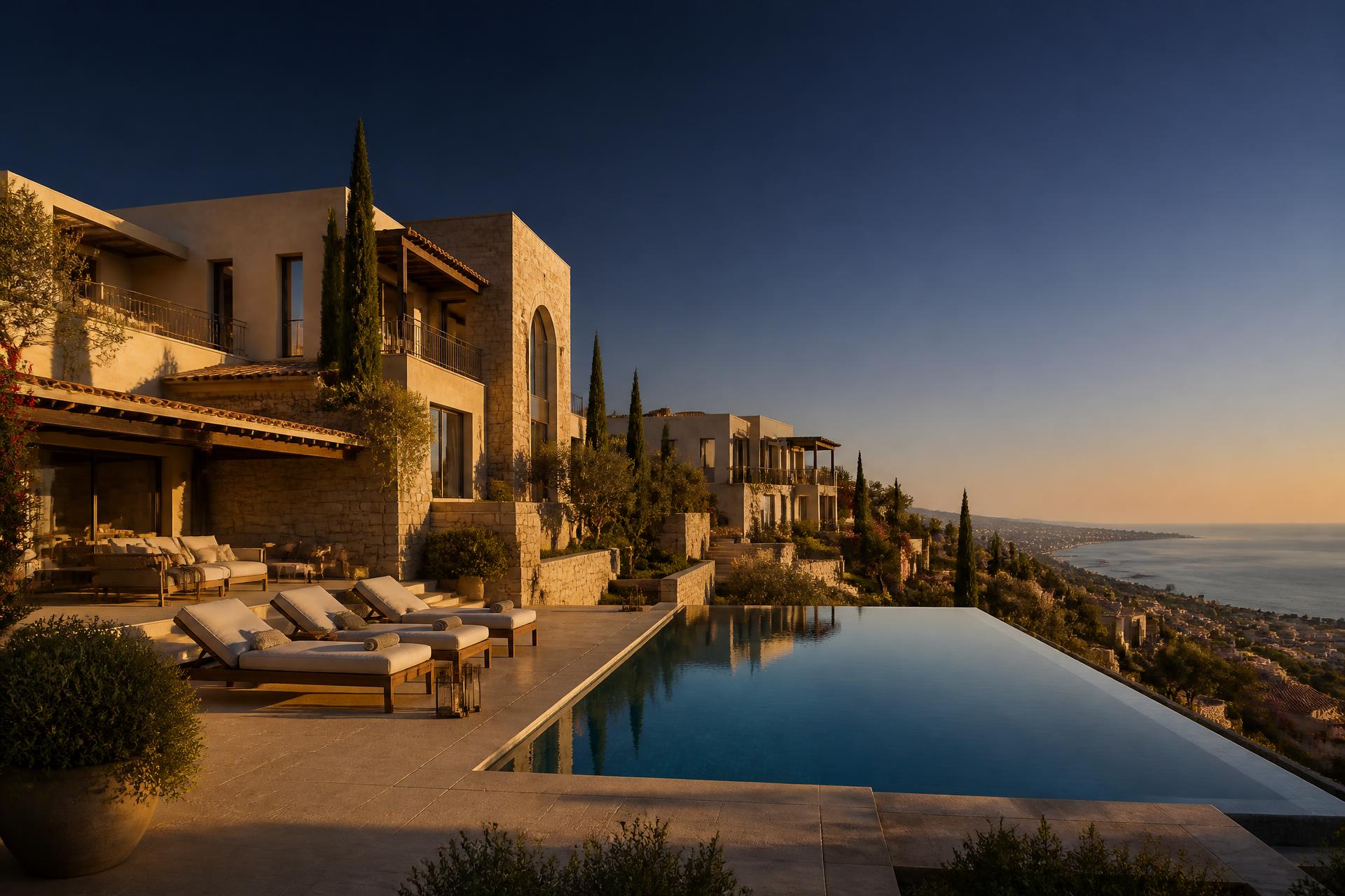 Luxury Mediterranean villas overlooking the sea in Limassol, Cyprus